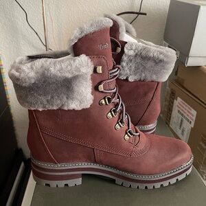 Timberland Women's Red Fur-Lined Winter Boots